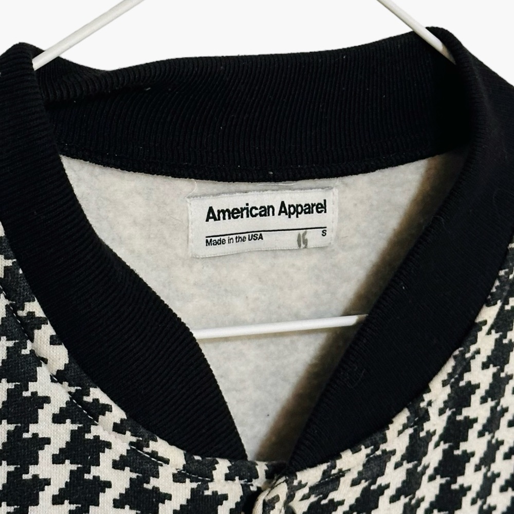 American Apparel Black & White Houndstooth Retro Men’s Bomber Jacket Small